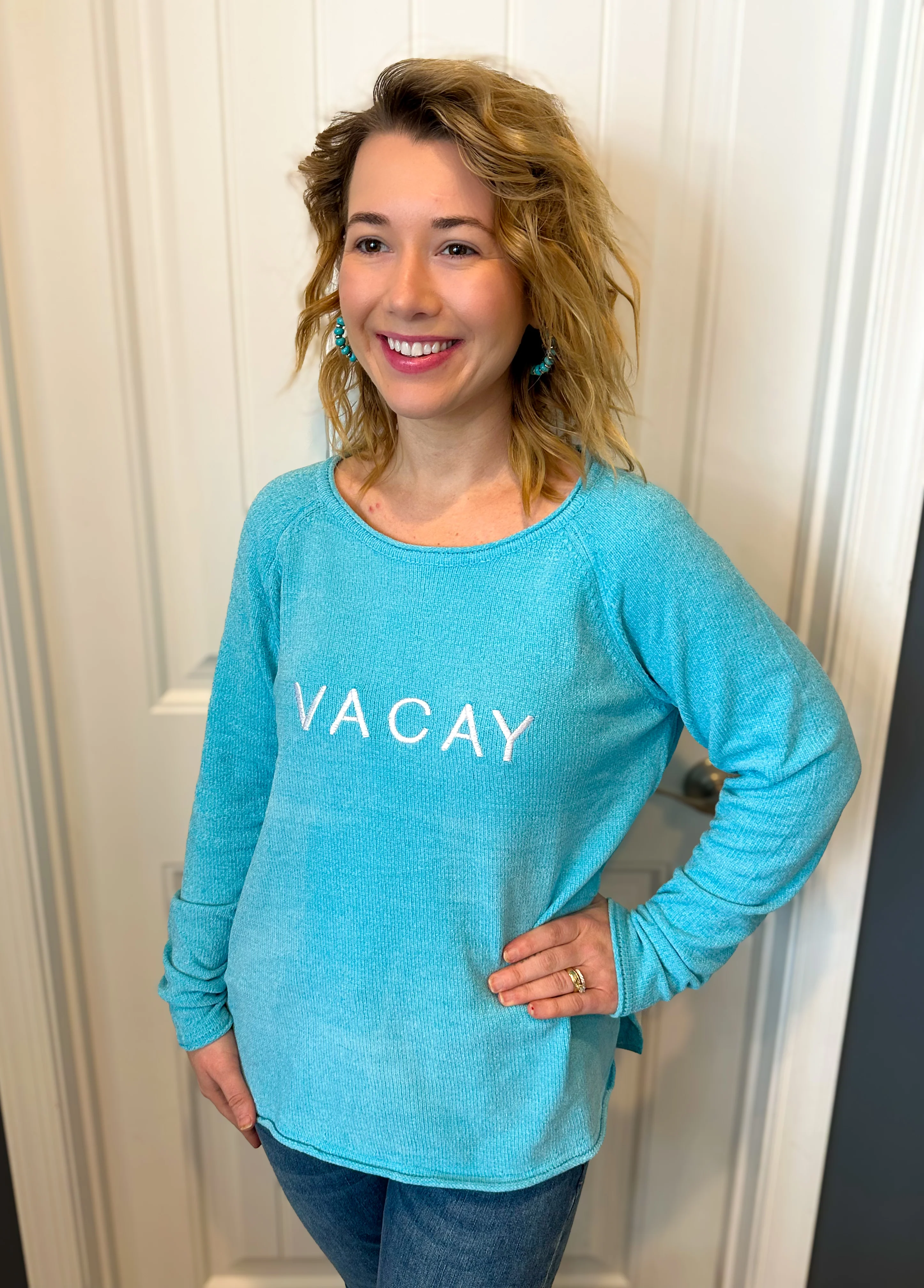 Lulu B Clear Turquoise Vacay Sweater - Image 4
