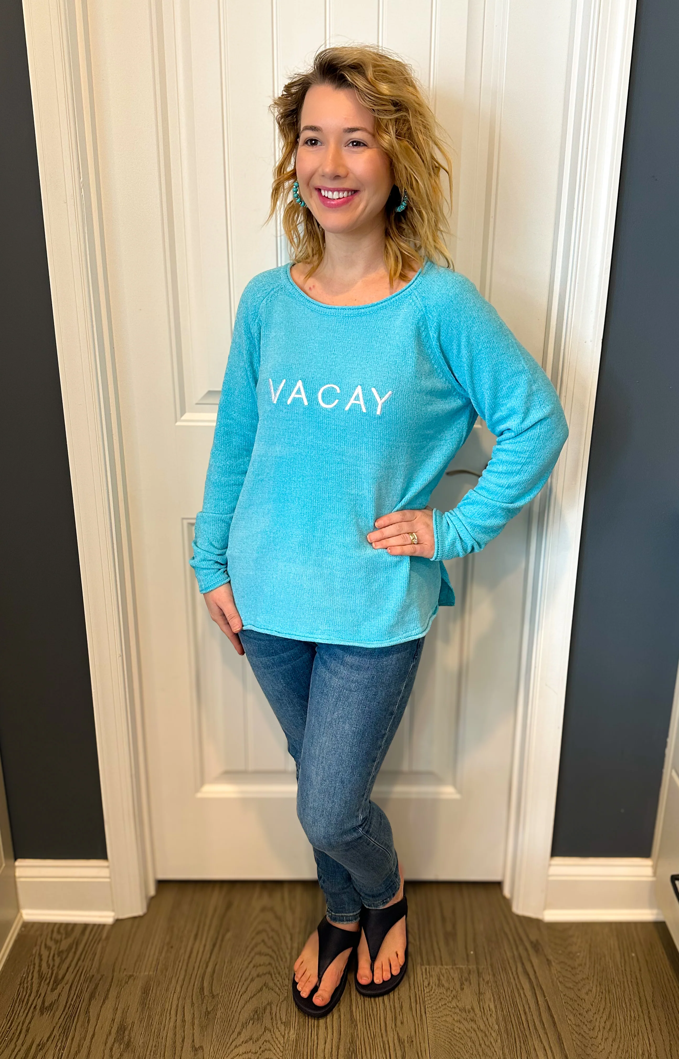 Lulu B Clear Turquoise Vacay Sweater - Image 5