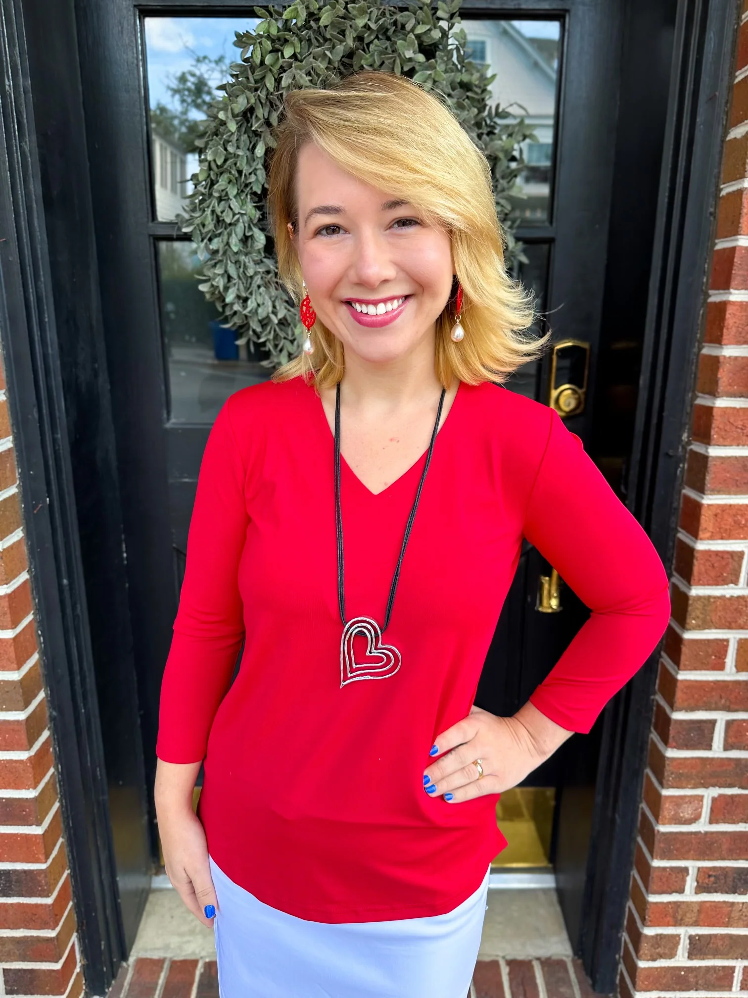 Lulu B Crimson V-Neck Top - Image 2