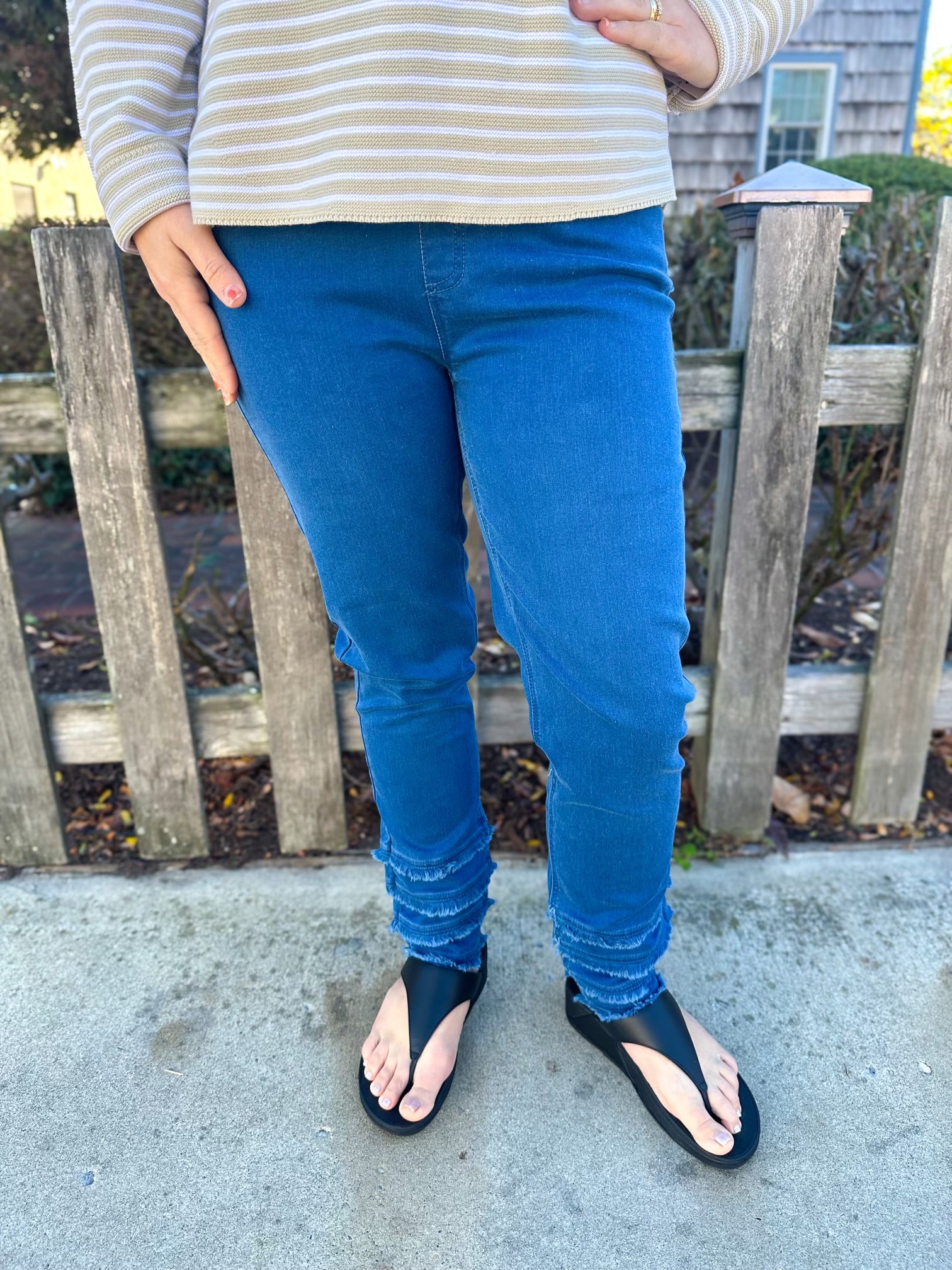 Lulu B Denim Fringe Pant Dark Wash - Image 25