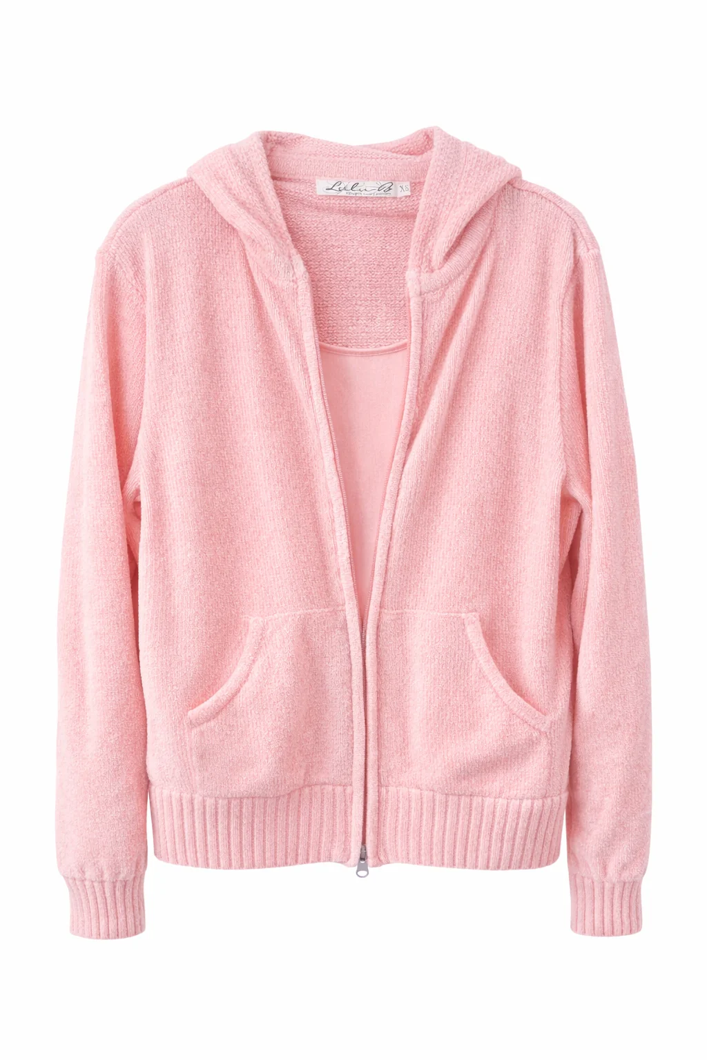 Lulu B Heathered Seaglass Pink Hooded Chenille Zip Jacket