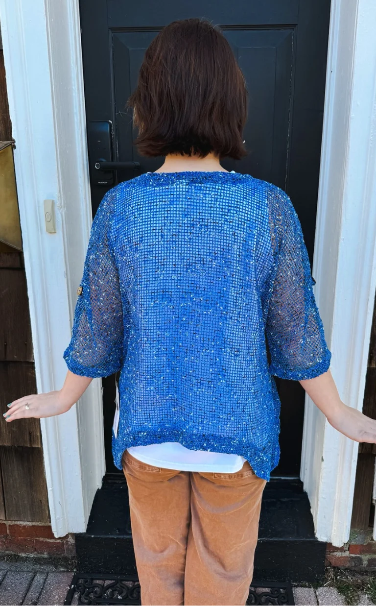 Lulu B Mesh Blue Cardigan - Image 3
