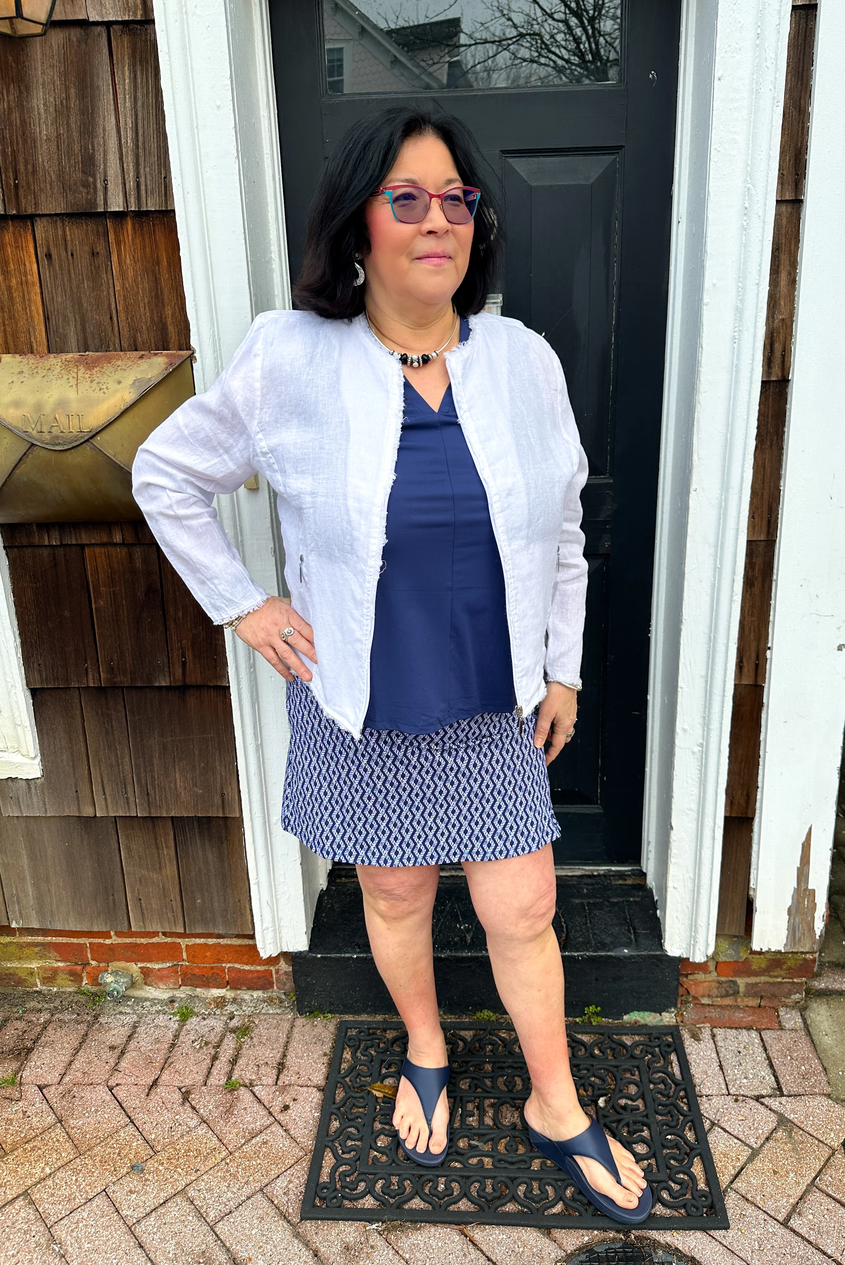Lulu B Chic White Frayed Edge Linen Zip Jacket - Image 13