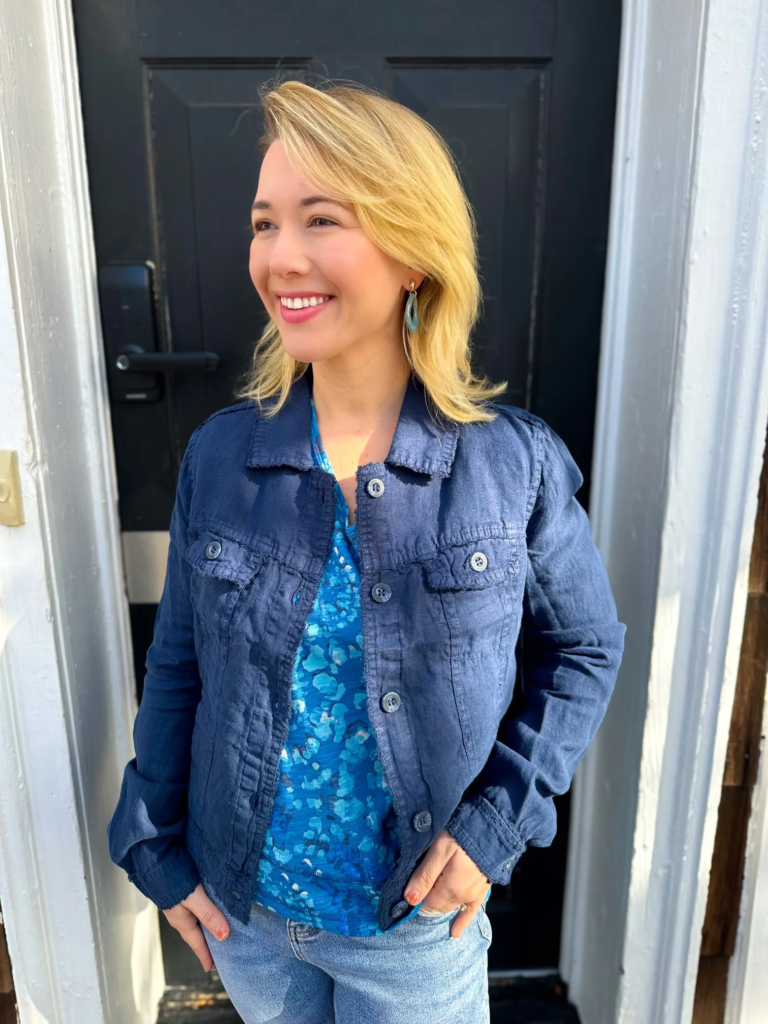 Lulu B Navy Linen Jacket - Image 7