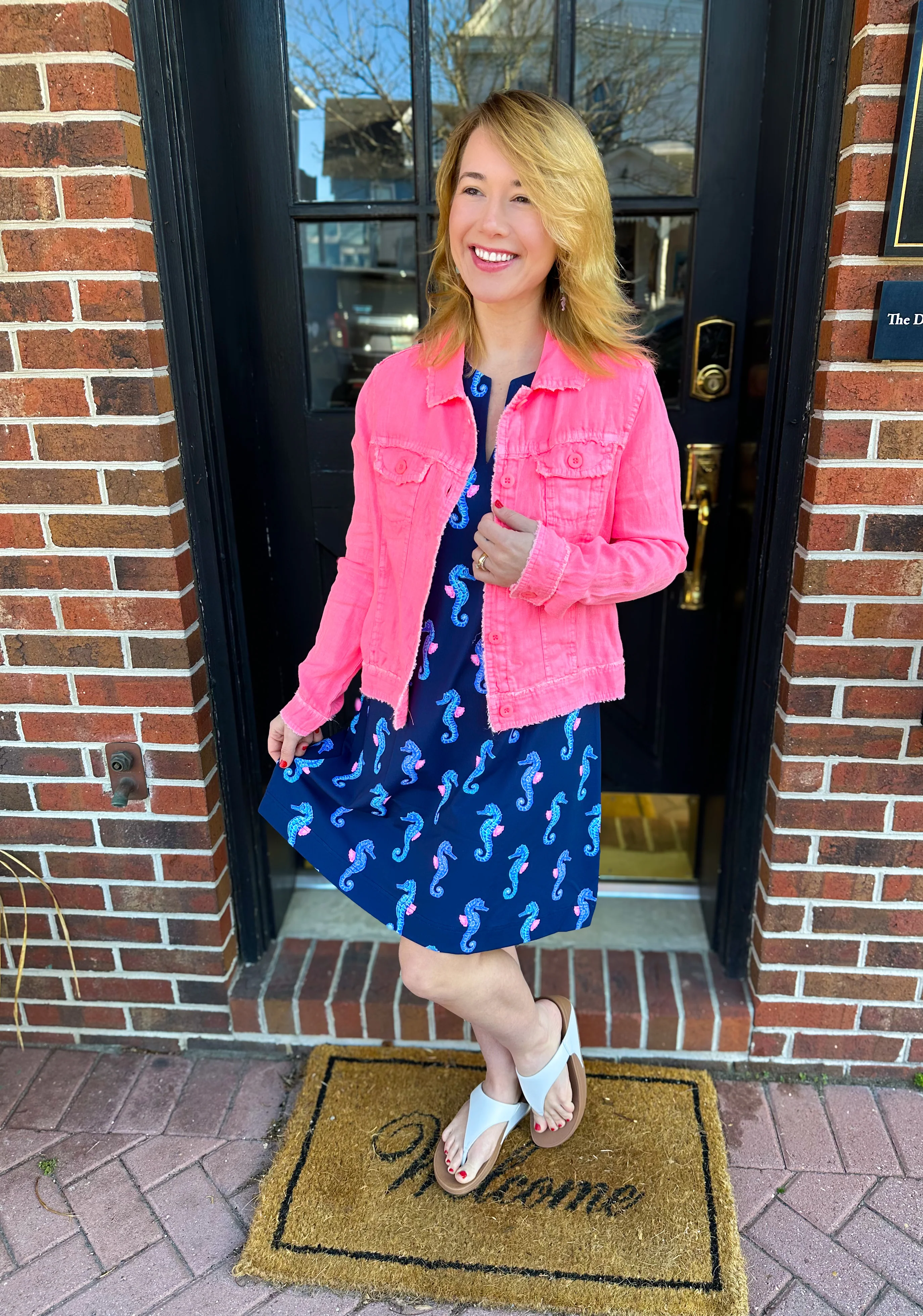 Lulu B Navy Seahorse UPF 50+ Open Cut Dress - Image 3
