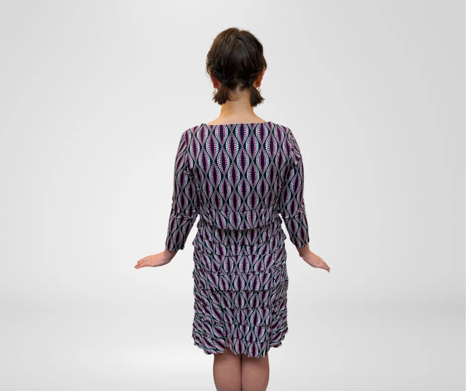 Lulu B Neutral Dot 3/4 Sleeve Cha Cha Dress - Image 3
