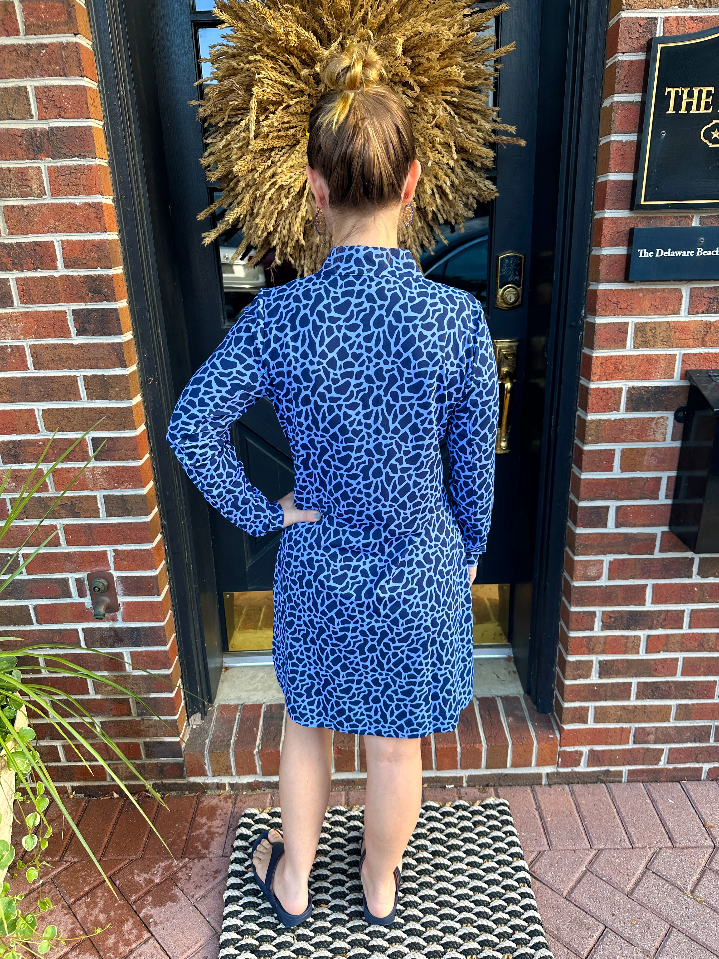 Lulu B Periwinkle Giraffe Long Sleeve Quarter Zip Dress - Image 3