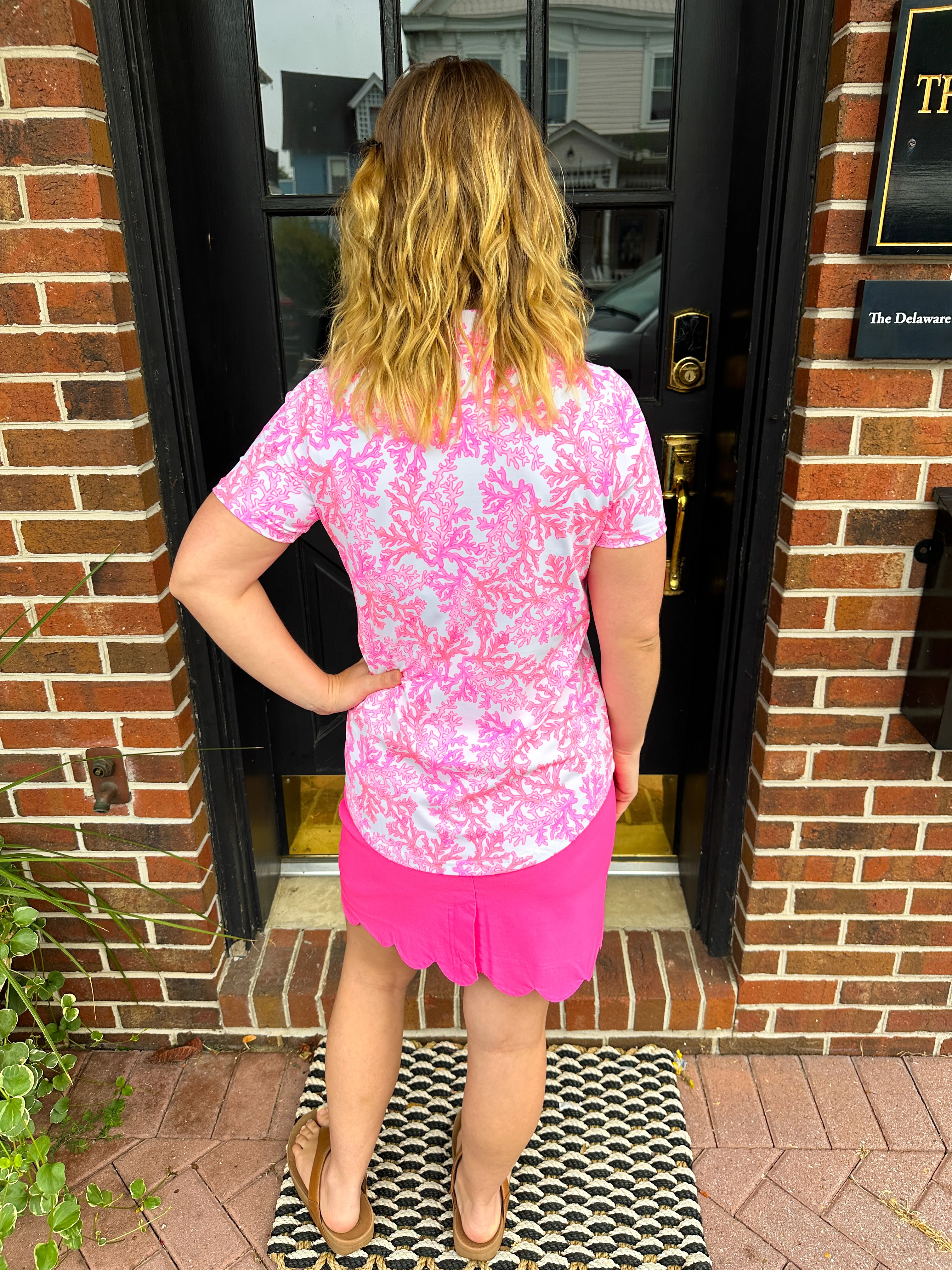 Lulu B Pink Coral Short Sleeve Collar Top - Image 3
