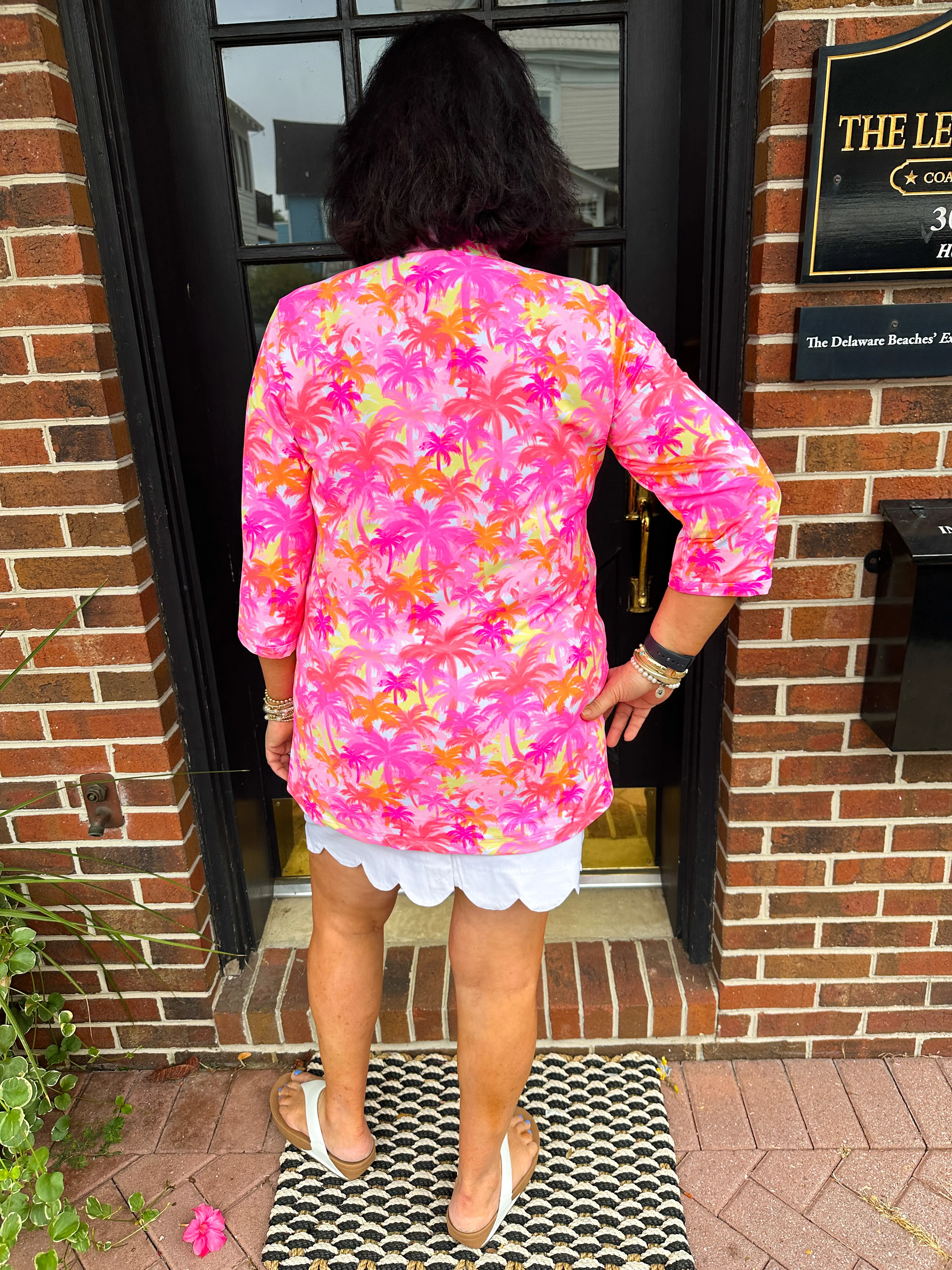 Lulu B Pink Palm Tree Button Tunic - Image 3
