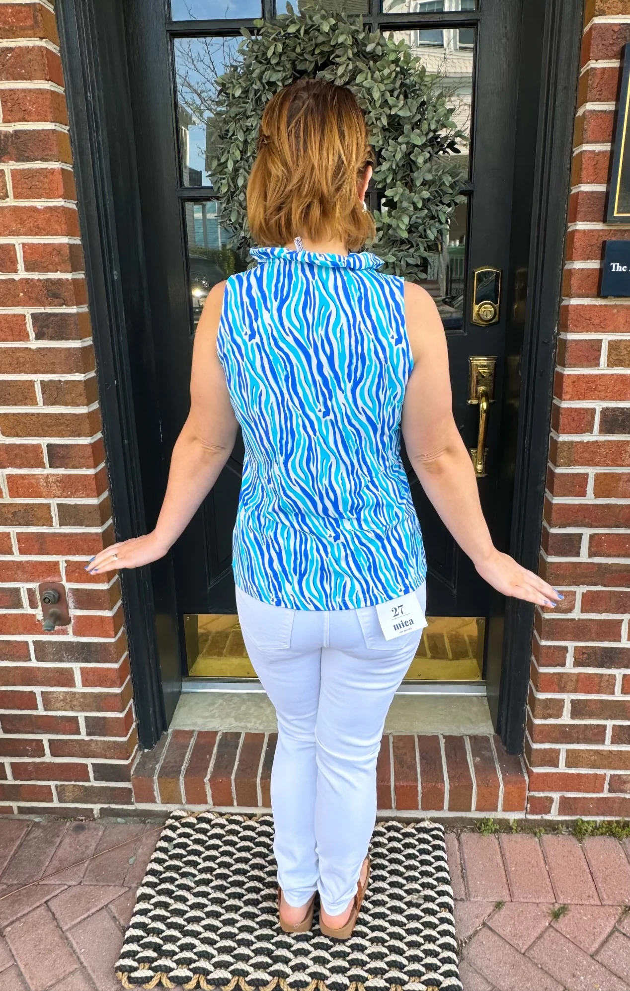 Lulu B Blue Zebra UPF 50+ Ruffle V-Neck Tank - Image 3