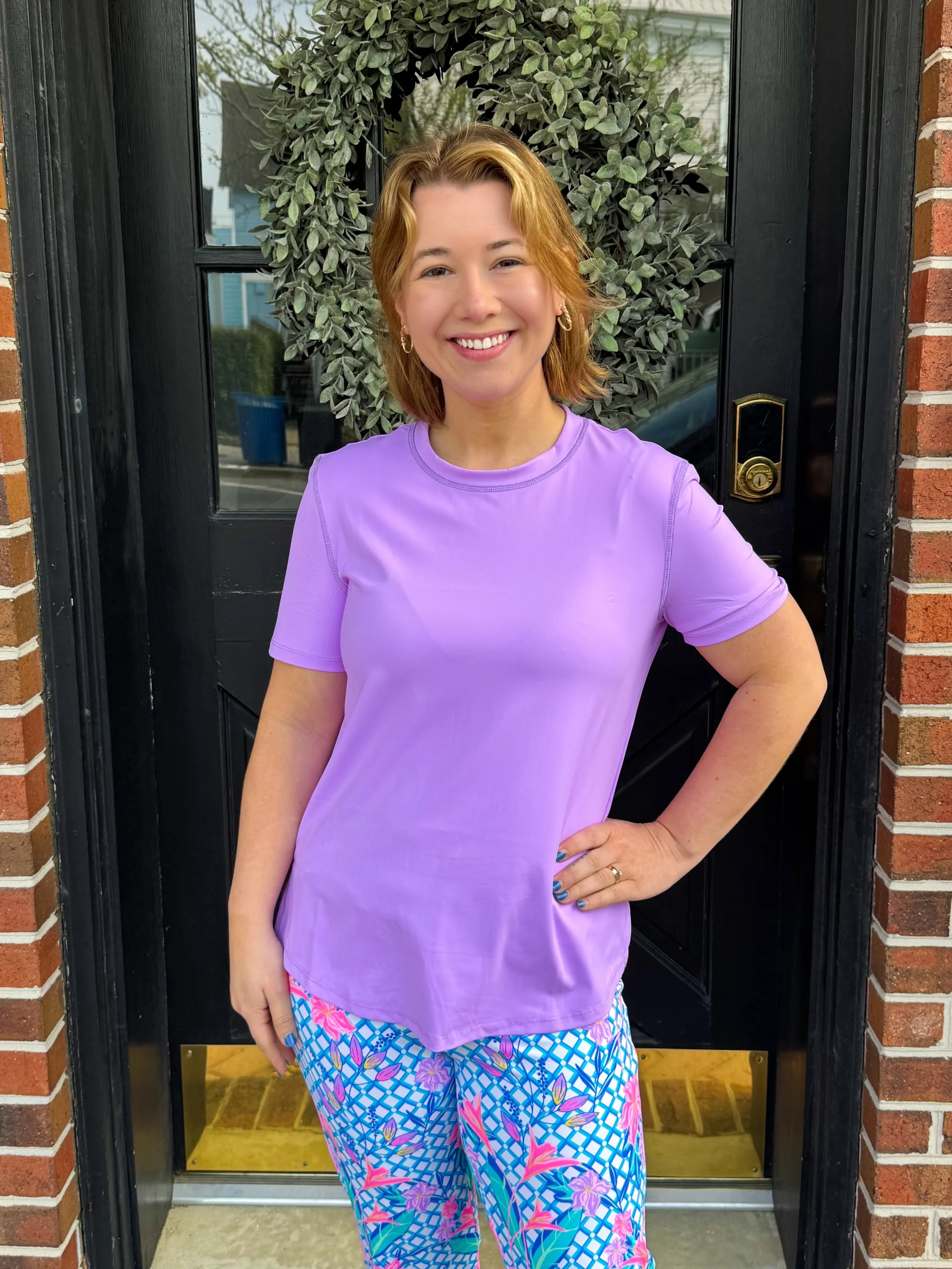 Lulu B Short Sleeve Top Clear Lilac