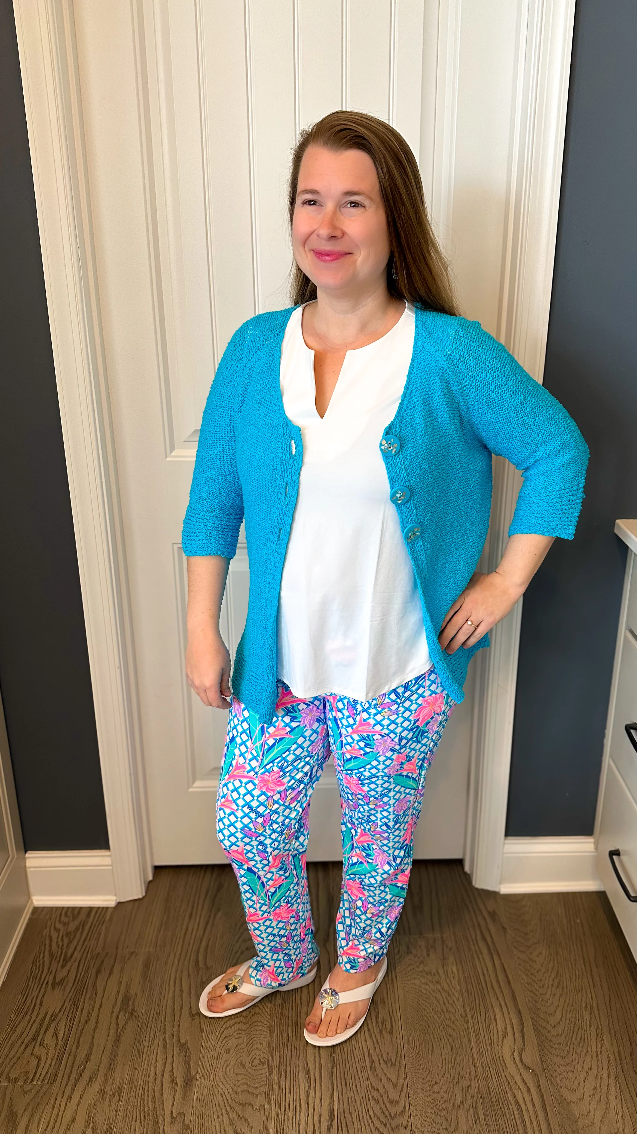 Lulu B Trellis Flower Secret Pocket Capri Legging - Image 4
