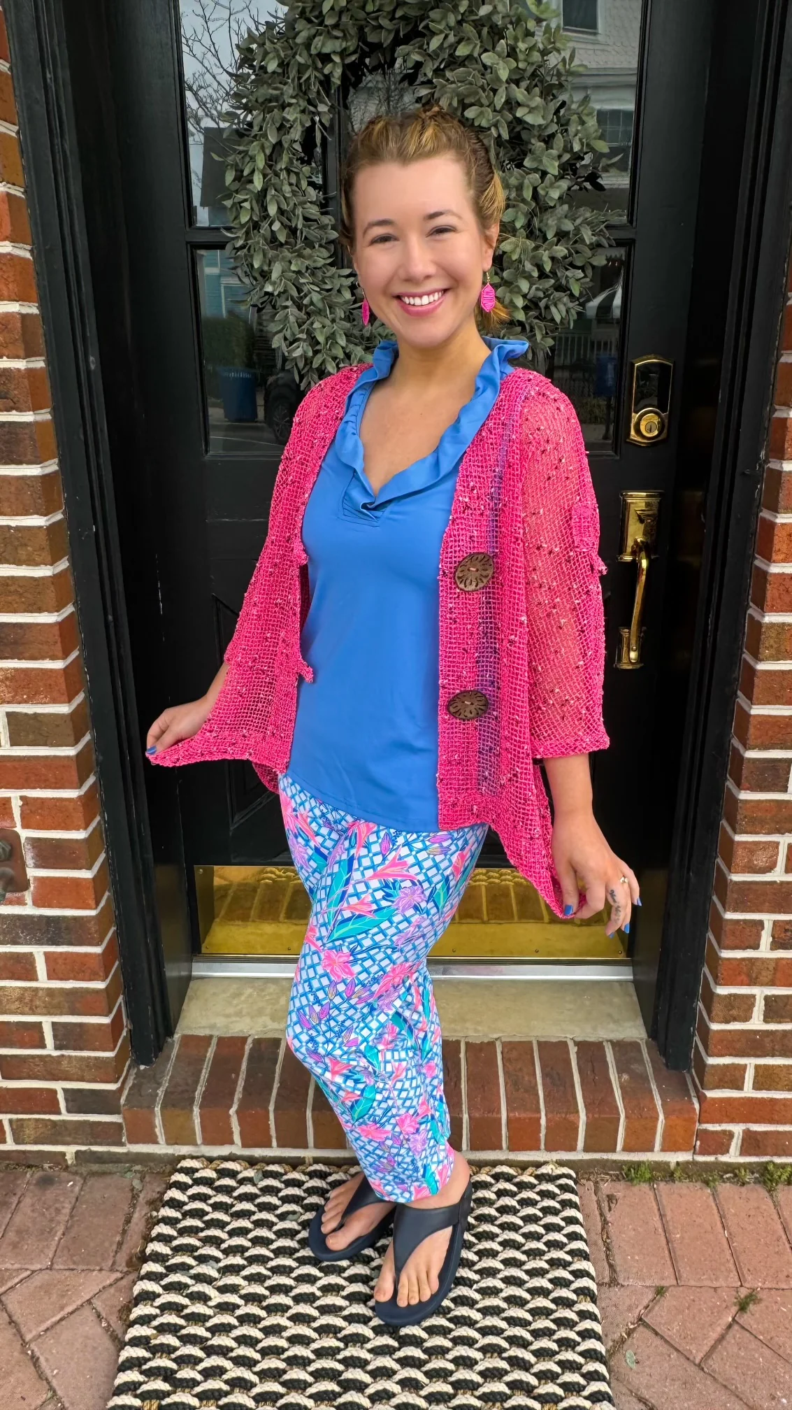 Lulu B Trellis Flower Secret Pocket Capri Legging - Image 7