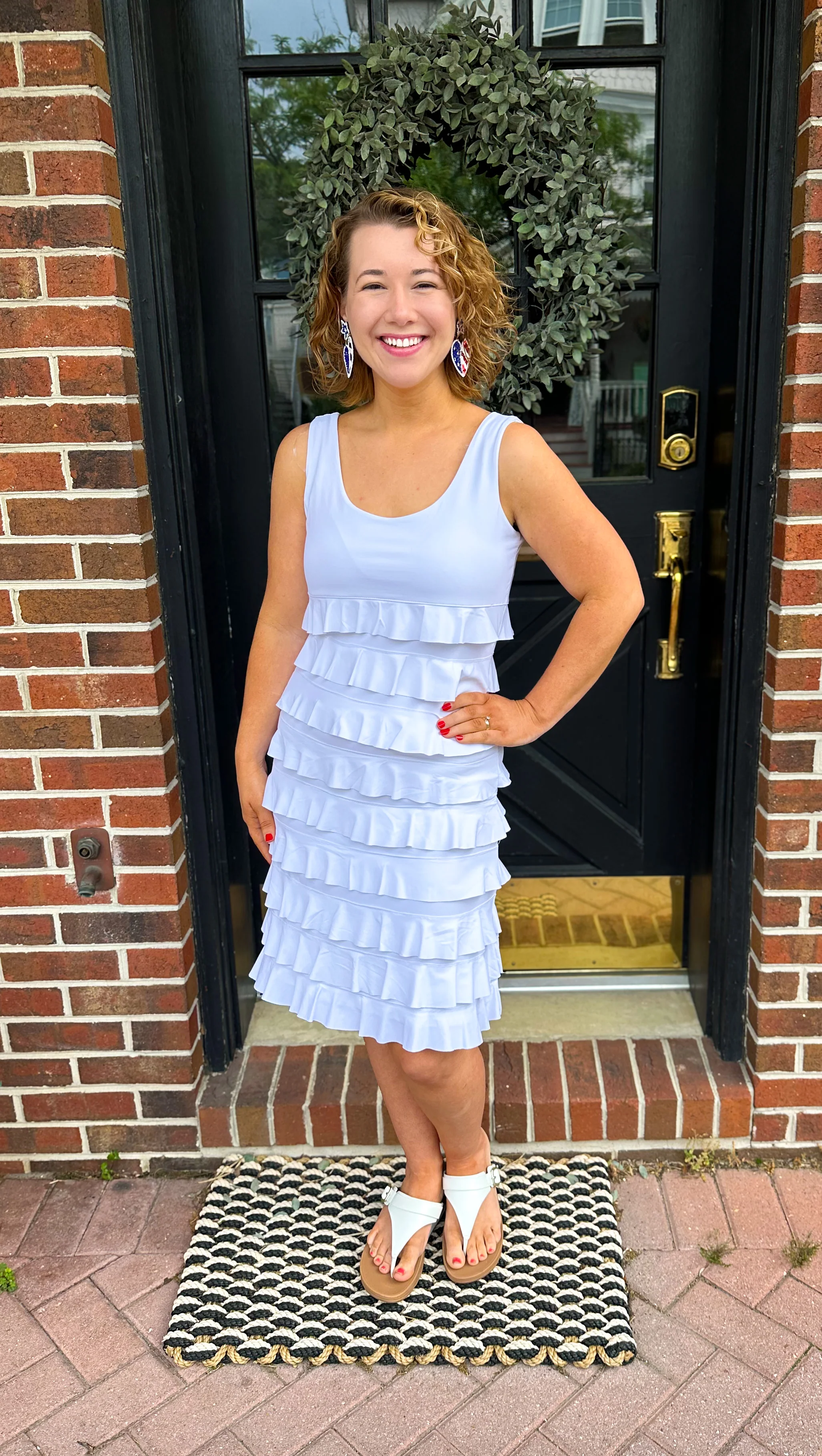 Lulu B White Cha Cha UPF 50+ Ruffle Dress