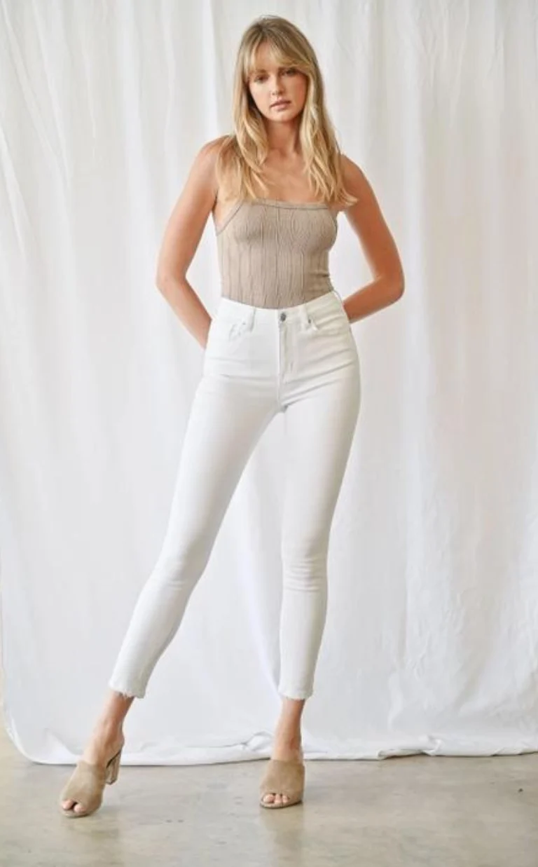 Mica Coconut White High Rise Skinny Ankle - Image 3
