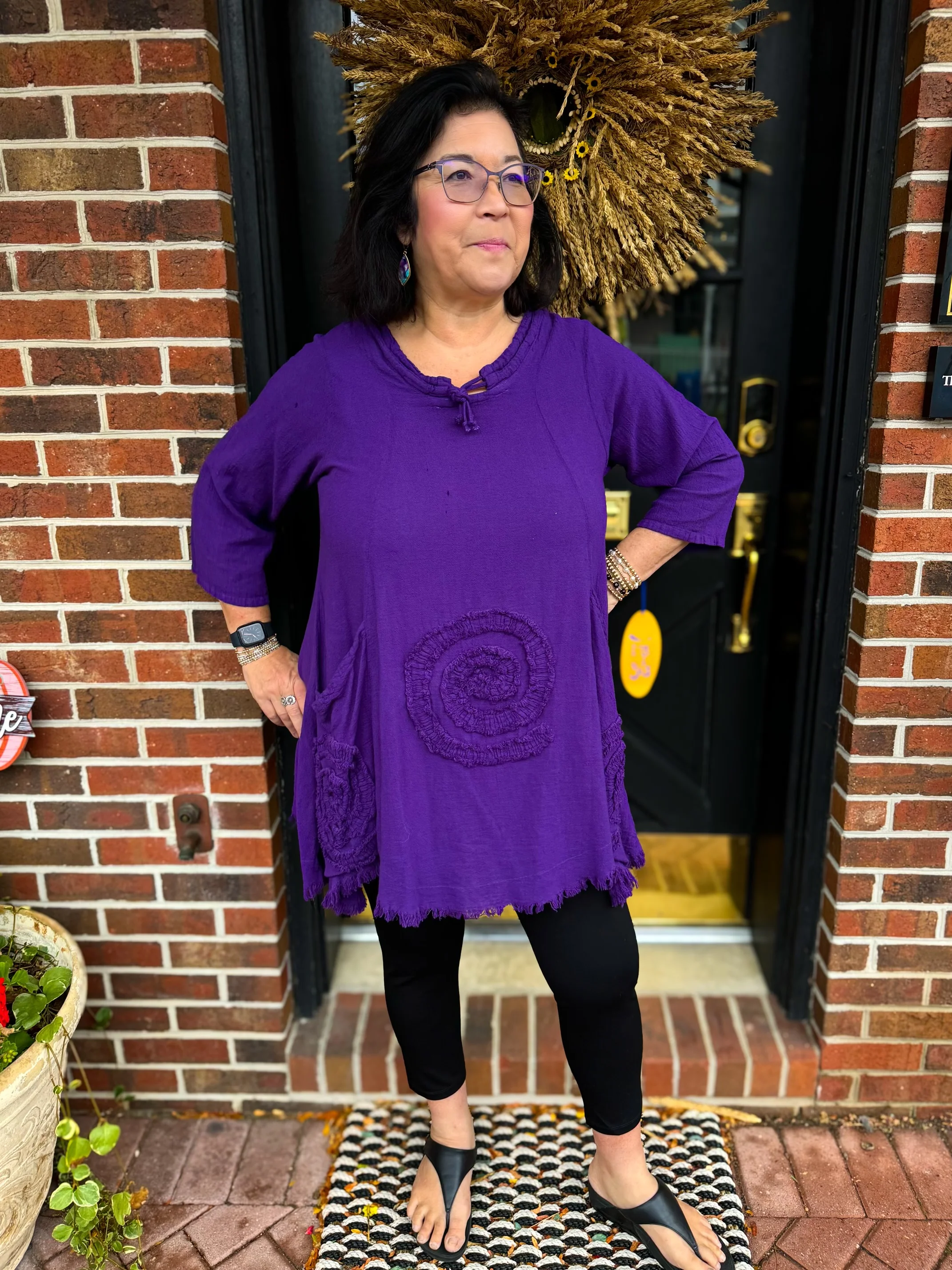 Oh My Gauze Circles Tunic Grape - Image 2