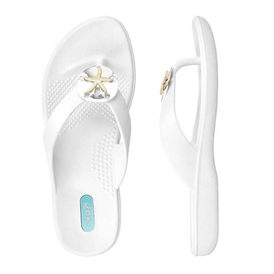 OkaB White Sand Dollar Flip Flops - Image 7