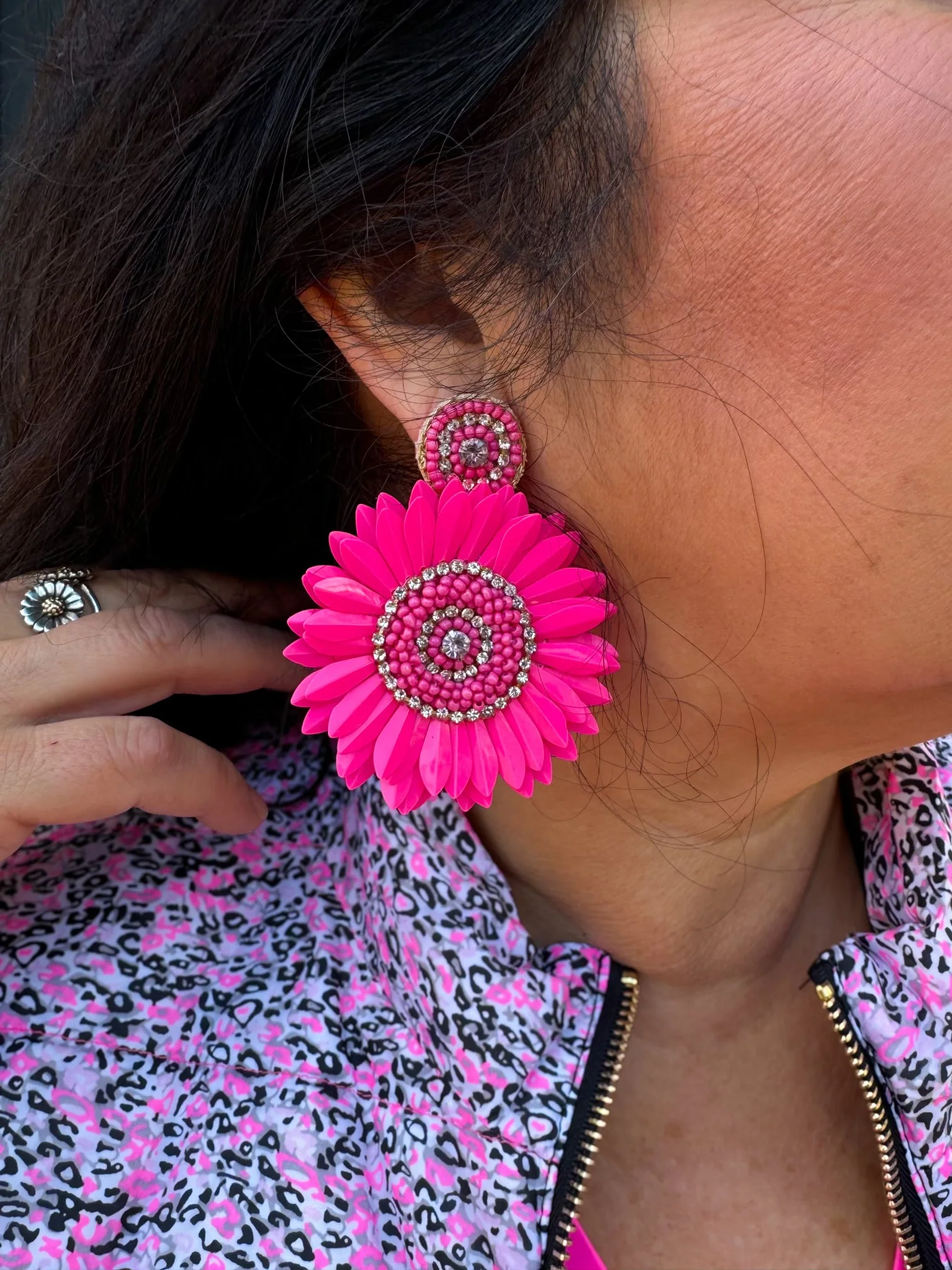 Pink Flower Earrings - Image 6
