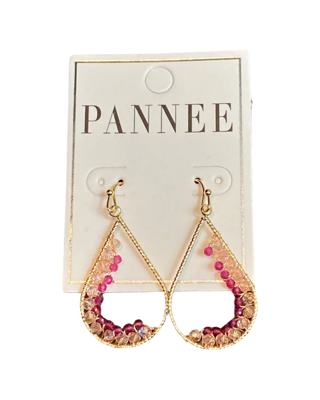Pink Tear Drop Beaded Earrings - Image 7