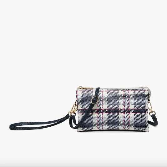 Riley Vegan Crossbody - Navy Plaid