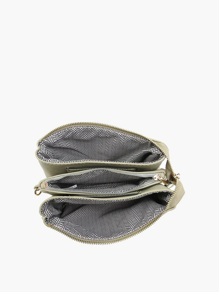 RILEY WOVEN HERRINGBONE LIGHT GREY CROSSBODY HANDBAG - Image 2