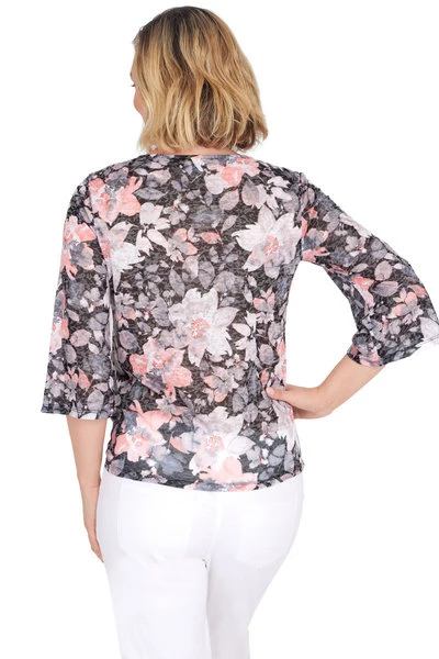 Ruby Rd Knit Watercolor Burnout Top - Image 2