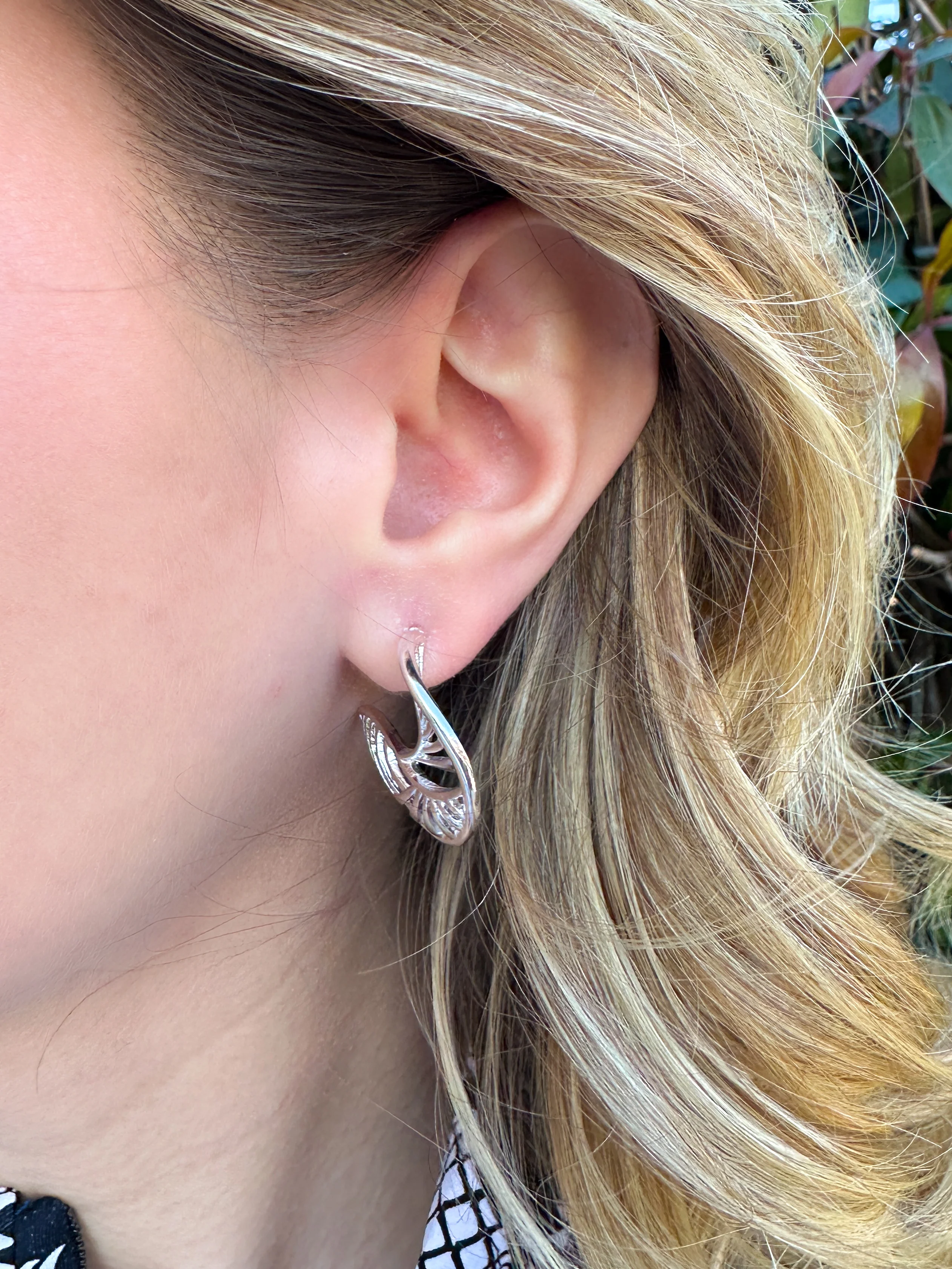Silver Abstract Twisty Earrings - Image 4