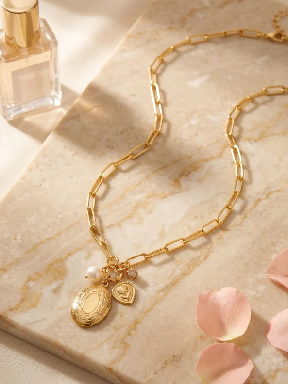 Sorrelli Silk Rose Locket Pendant Necklace - Image 2