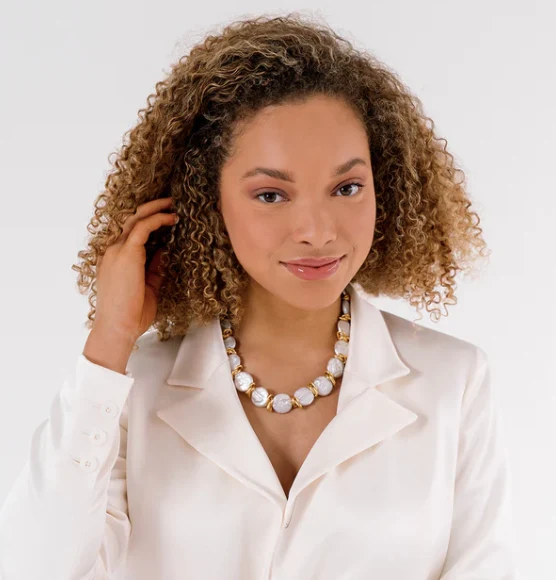 Susan Shaw Coin Pearl Link Necklace - Image 2