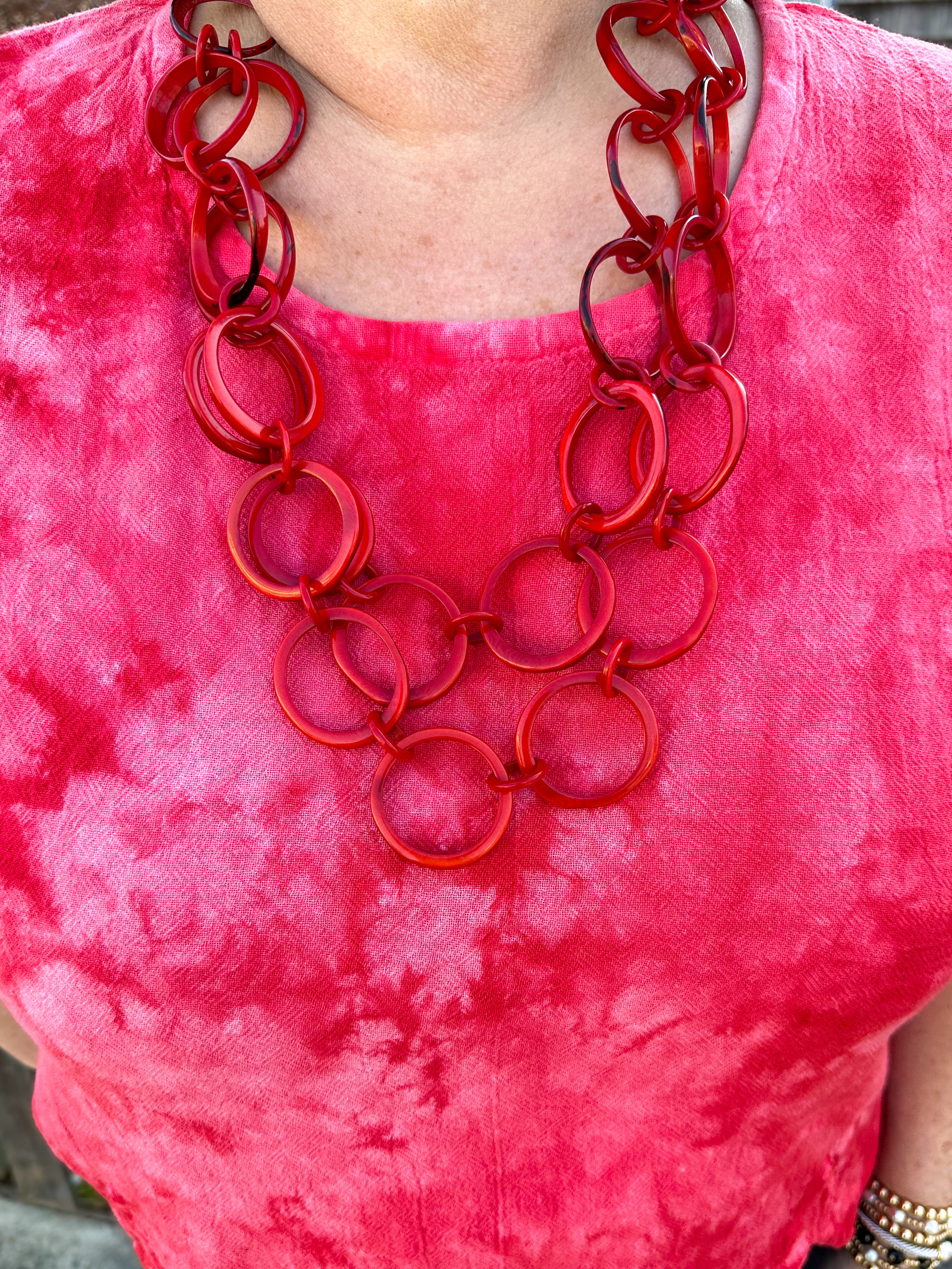 Tagua Red Ring of Life Necklace