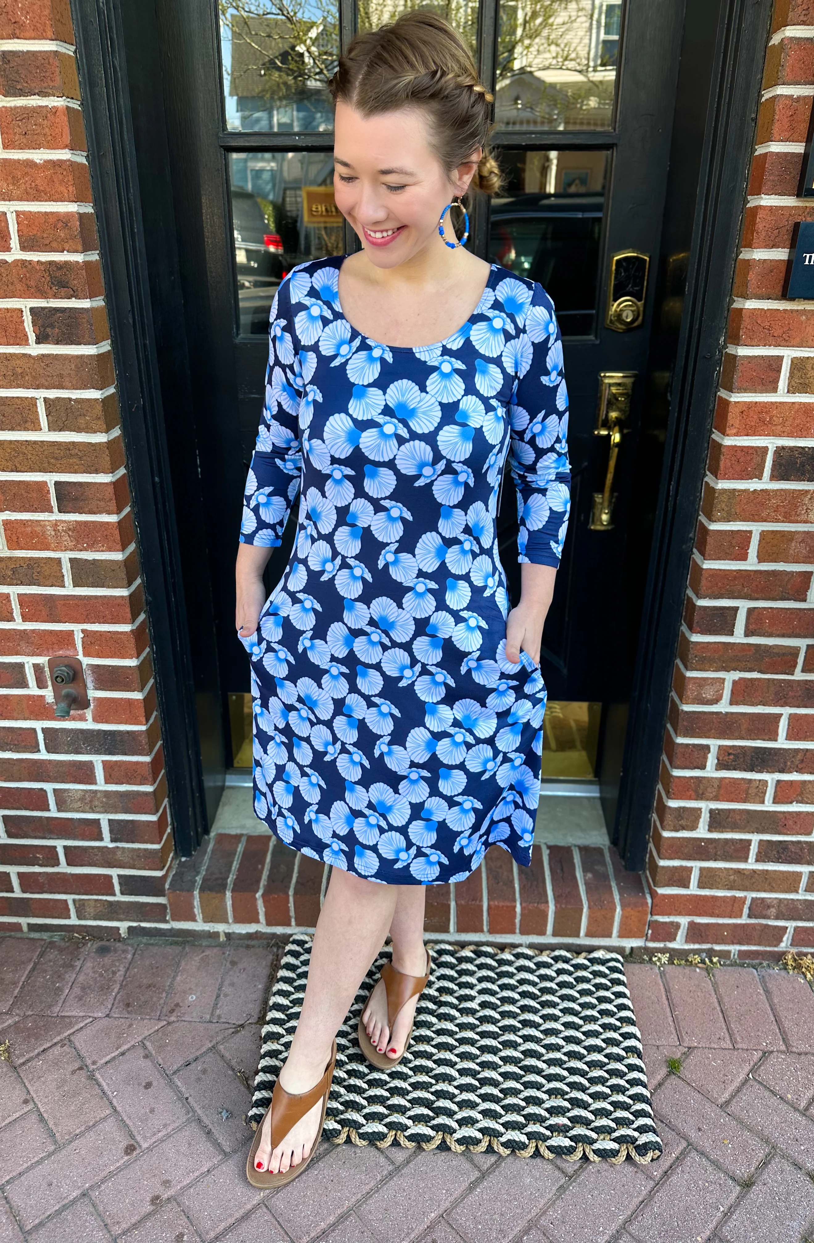 Tango Mango Blue Shell A-line Dress with Sleeves - Image 4