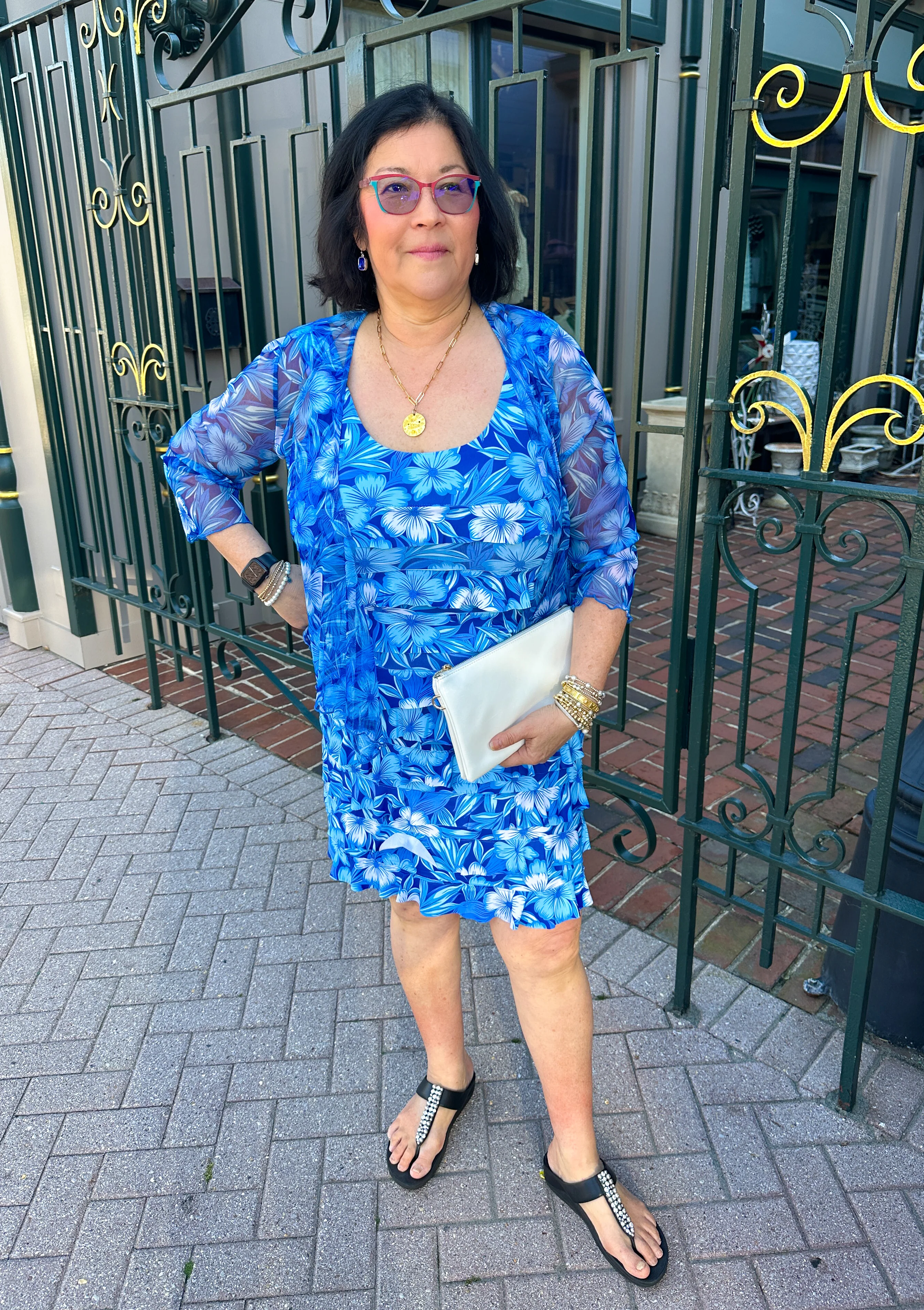 Tango Mango Blue Flower Cha Cha Dress - Image 2