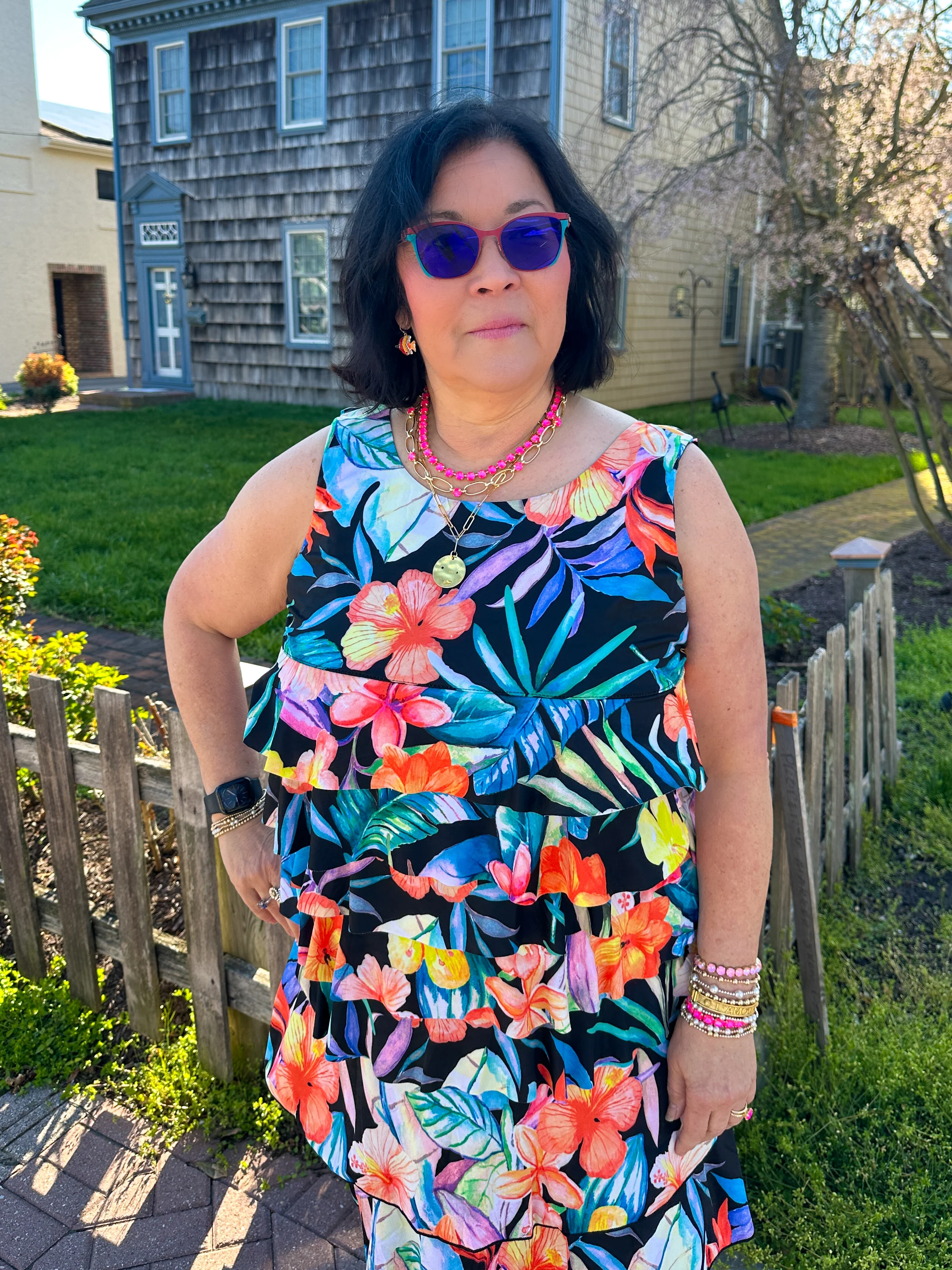 Tango Mango Tropical Floral Print Cha Cha Top - Image 6