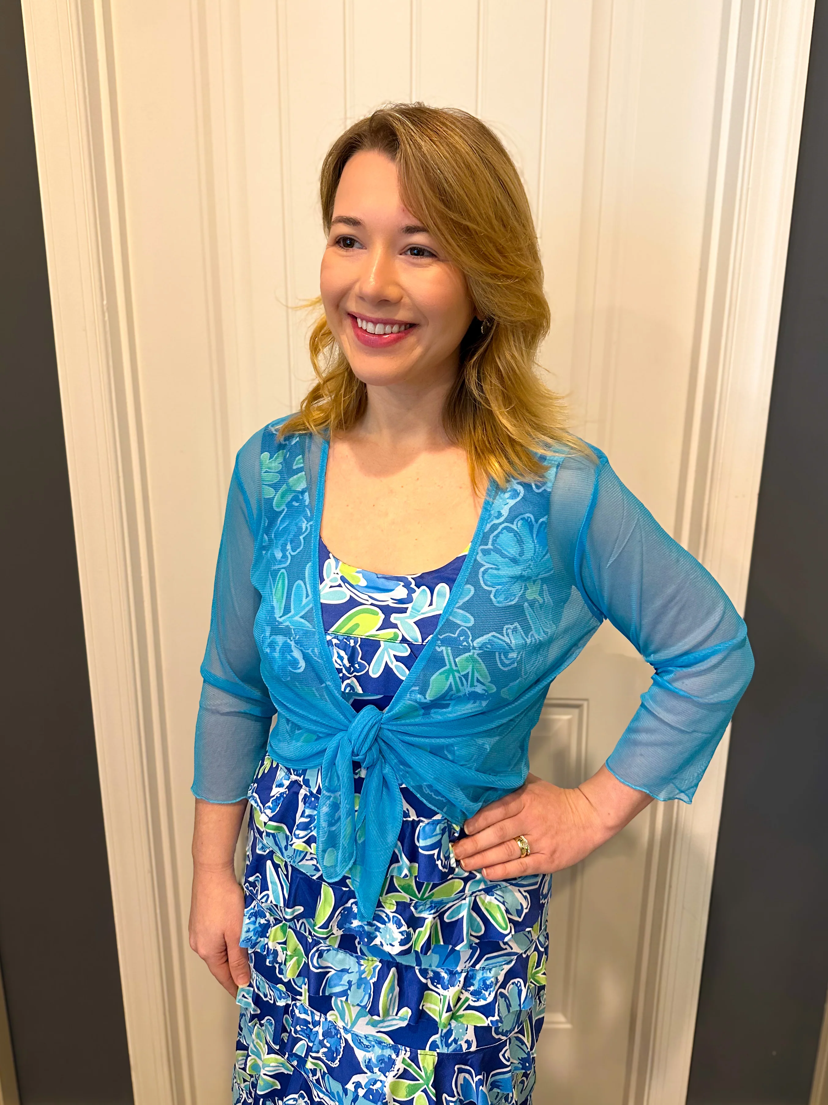 Tango Mango Sheer Mesh Turquoise Bolero - Image 8