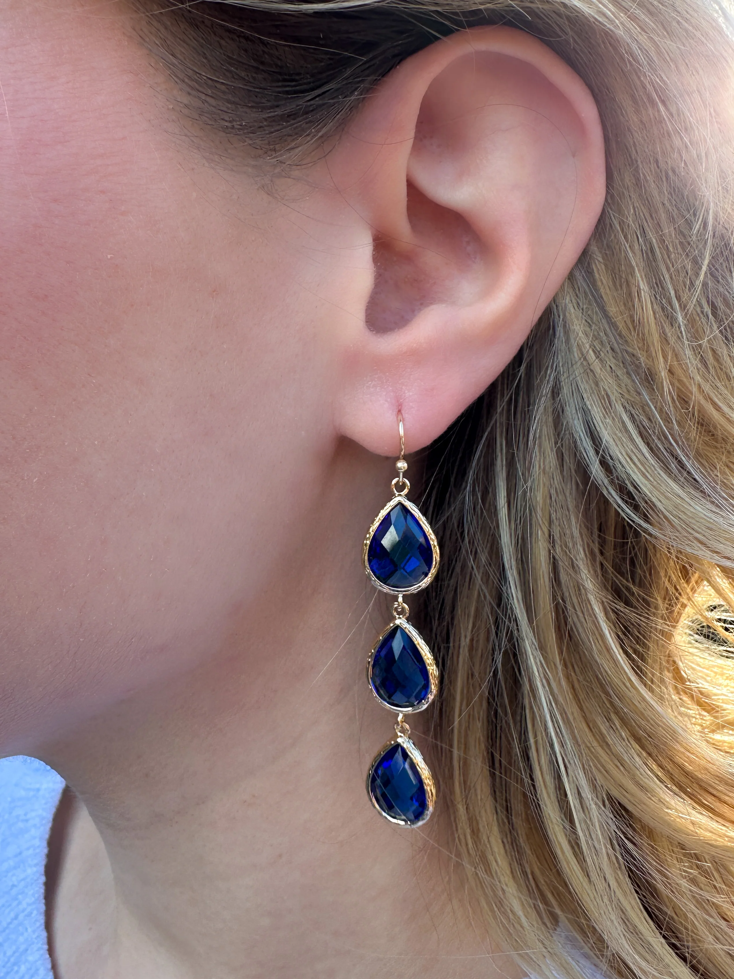 Tiered Royal Crystal Dangle Earrings - Image 6